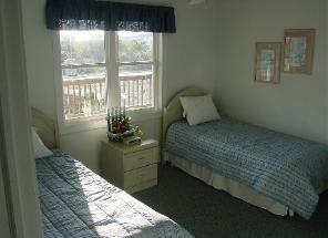 Two twin beds with peeks of the ocean!