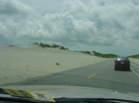 Route 12 on the Outerbanks spans from Corolla to Hatteras...sand dunes of everysize are all around!