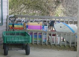 We have a nice beach cart and plenty of beach accessories...boogie boards, beach chairs etc